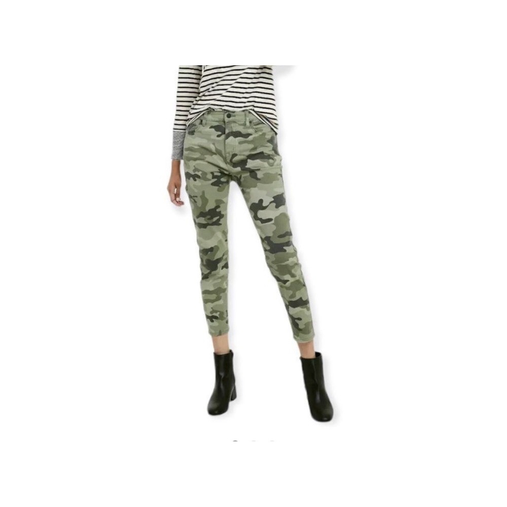 Nili Lotan Target Camo Jeans 4 Green Tapered Ankle Mid Rise 29x26 Casual Army - Picture 2 of 7